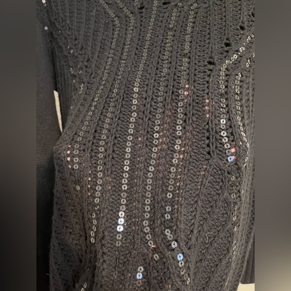 BCBG MaxaRia Womens Marino Wool Blend Sequined Black Tunic Sweater Knit Sz XS - Picture 5 of 13